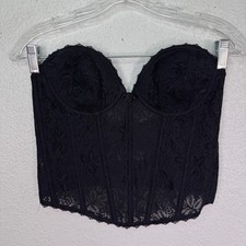Vtg Frederick's Of Hollywood Bustier Top Womens 34C Lace Floral Lingerie Boned