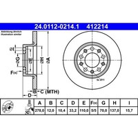 2X ATE 24.0112-0214.1 Bremsscheibe FüR Jeep Cherokee VAN KL