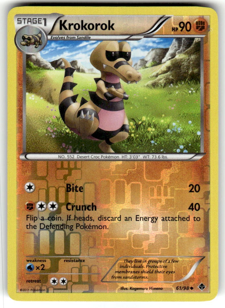Krokorok 61/98 Rev Reverse Holo BW Emerging Powers Pokemon NM