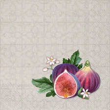 Boston International 5 x 5 in. Paper Cocktail Napkin Figs Figues Grey - 20 count