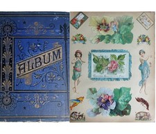 VICTORIAN Scrapbook Scrap Book ALBUM LARGE 50 FULL PAGES mainly DIE CUTS 12 x 9"