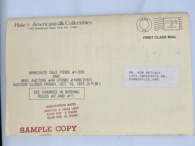 Hake's Auction Catalog #40 Oct 10, 1975 Vintage Americans & Collectibles
