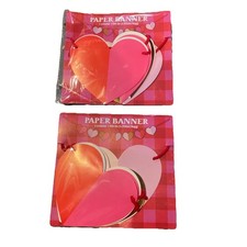 2 Ct Heart Banner Garland Valentines Day Decorations String Pink Red 60 In Each