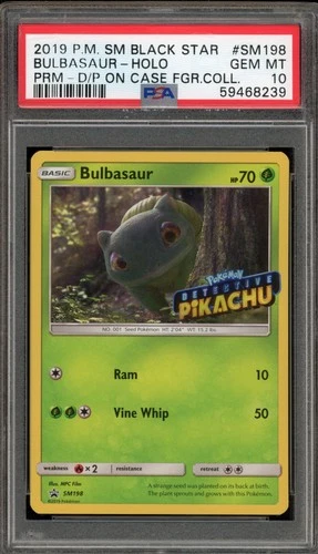 Pokemon Bulbasaur Detective Pikachu on Case Figure Coll. Holo Promo SM198 PSA 10