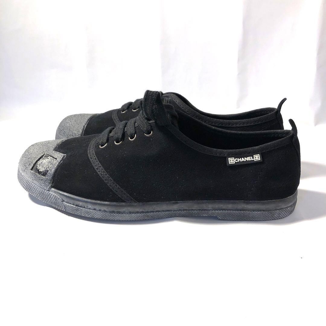 Chanel Sneakers Shoes Black X Gray Suede With Logo Size 35 US About5 For Women thumbnail 5