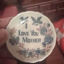 Mother's Day Floral Ceramic Collector Plate Decorative Round White Blue