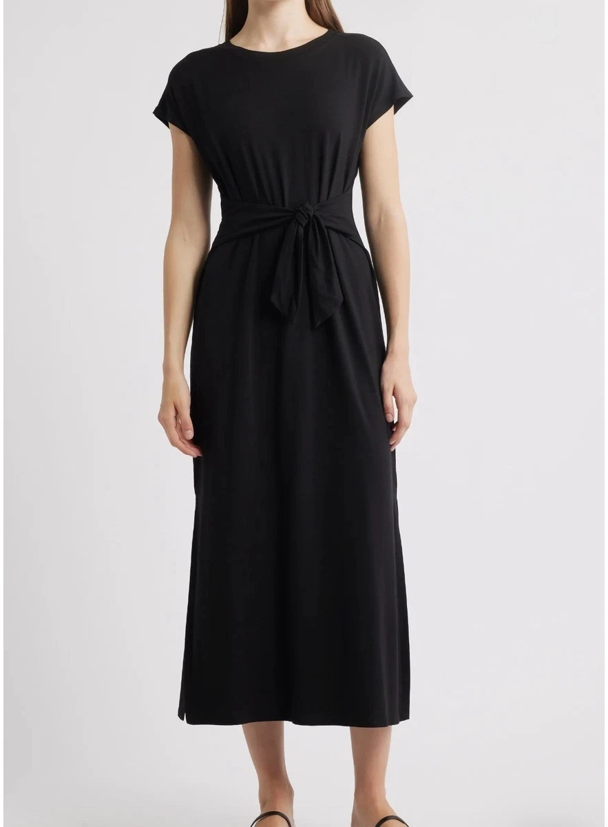 eileen fisher jersey maxi dress Eileen Fisher Fine Stretch Jersey Knit Maxi Dress Women's Dress Black : SM