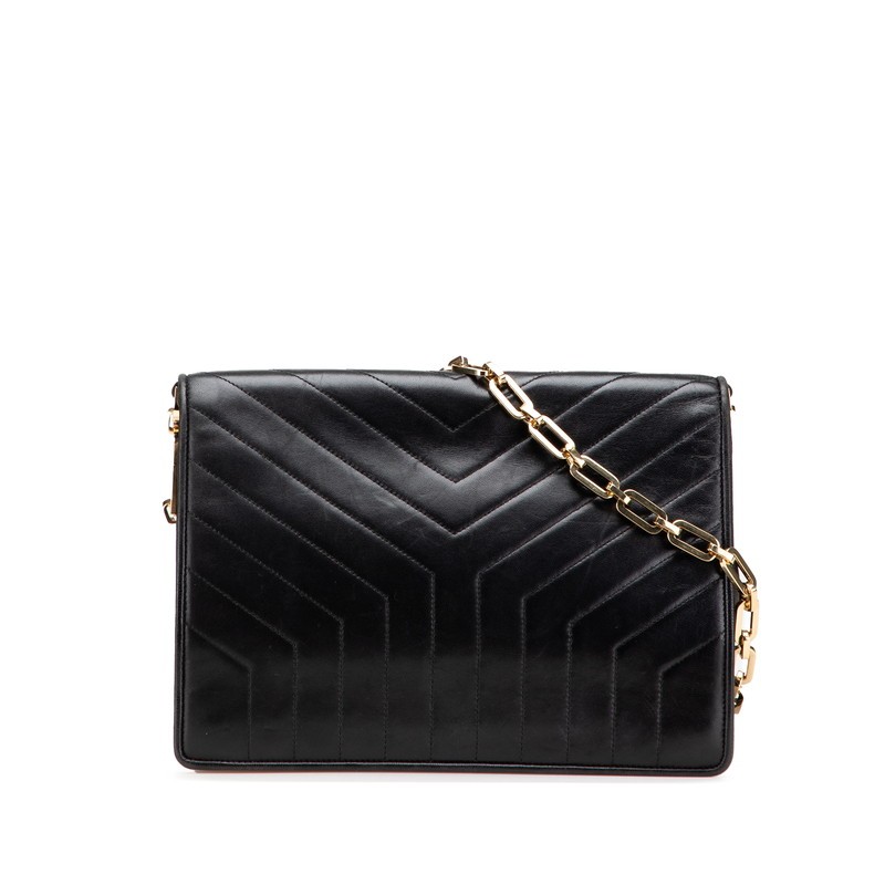 Borsa a tracolla Y0731 Saint Laurent cucita a Y pelle nera usata donna shoulde