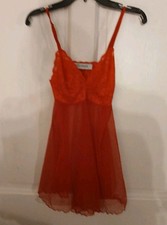 Escante Collection Lingerie Red Very Sheer Baby doll Nightie Sz S