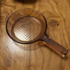 Visions Corning Ware Amber Glass Frying Pan Waffle Bottom France 7" Vintage