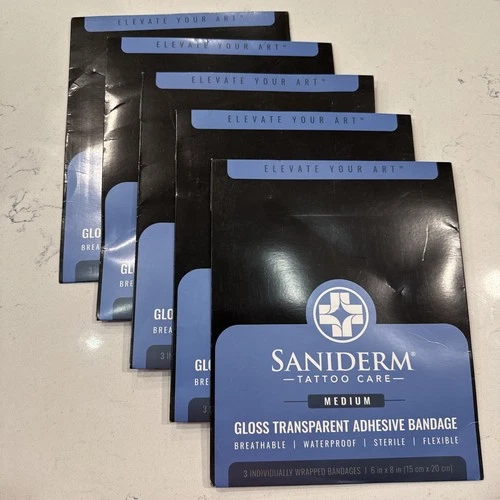 x5 Saniderm Tattoo Aftercare Bandage 6"x8" 3 Sheets/Pack - 15 Sheets Total - product listing photo