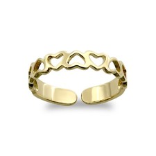 9ct Gold Jewelco London Cut Out Love Hearts Inversion Pattern Toe Ring