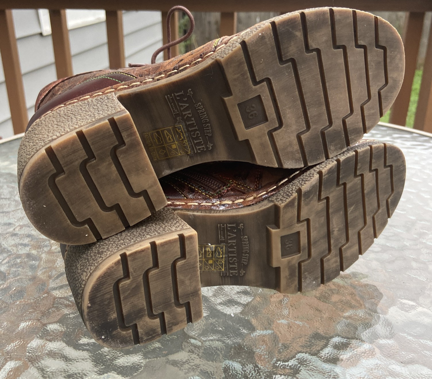 L'Artiste by Spring Step Embossed Leather Lace-Up Boots Fallinluv Brown 36 Sz 6