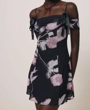 Urban Outfitters Kimchi Blue Mesh Floral Mini Dress size M Black