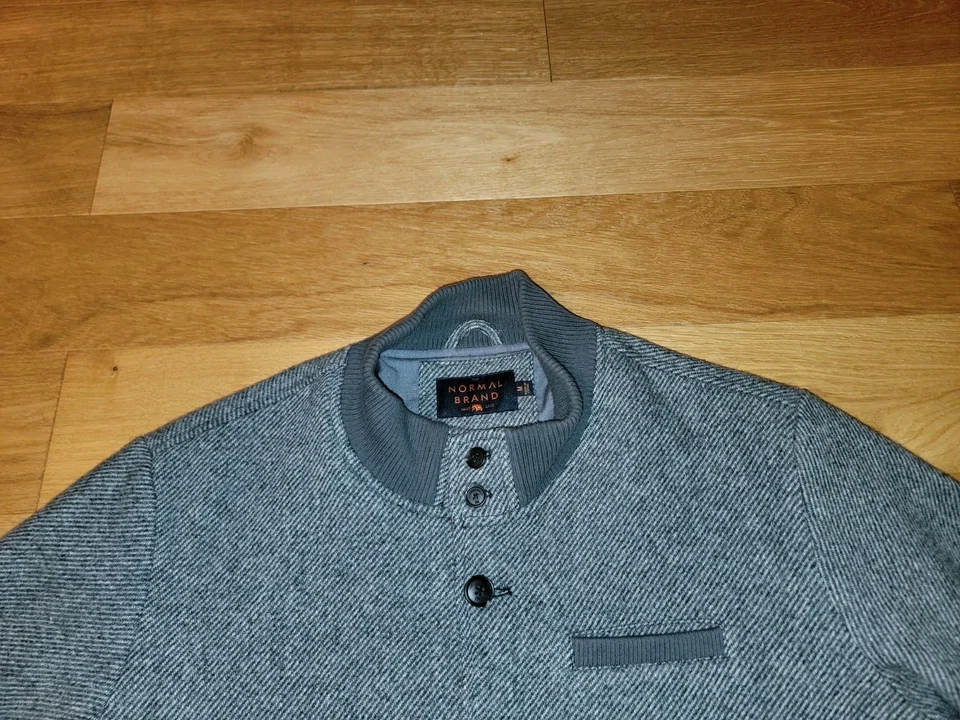 The Normal Brand Mens Jacket Gray Wool Bomber Jacket Medium - Image 3 of 4