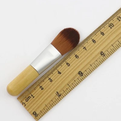 2Pcs Mini Foundation Brushes Bamboo Handle Reusable Soft Bristles for Makeup - Image 1 of 4