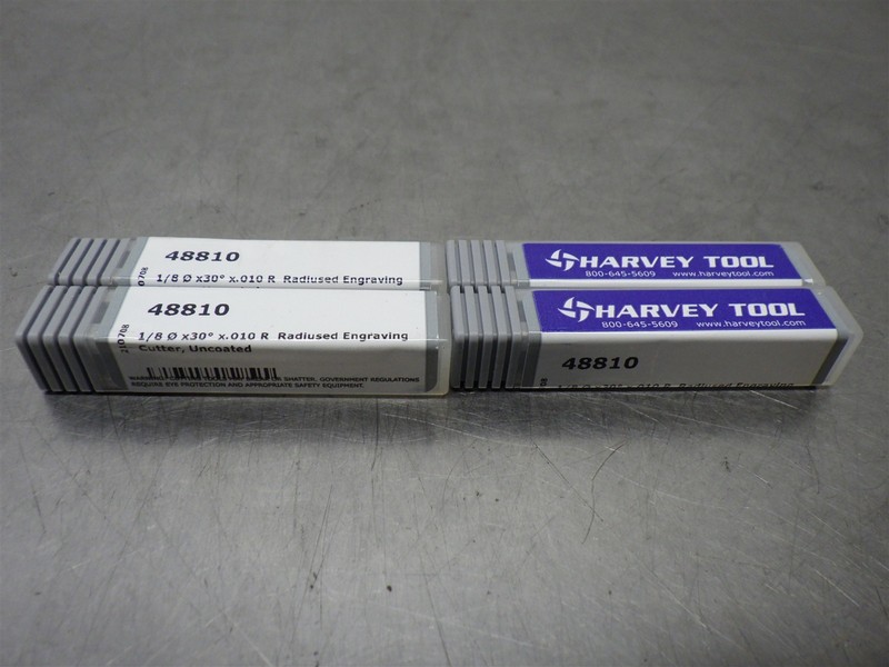 4 NEW! HARVEY TOOL 30° Carbide Radiused Engraving Cutter 1/8" SHK #48810