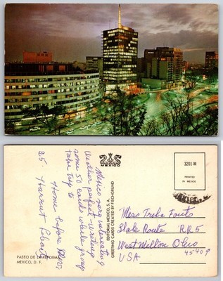 Paseo De La Reforma Mexico City Mexico Night Postcard