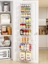 Narrow 9-Tier Over the Door Pantry Organizer, Adjustable Pantry Storage, Metal