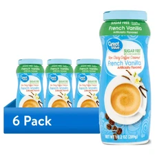 (6 pack) Great Value French Vanilla Non-Dairy Coffee Creamer, Sugar-Free, 10.2 o