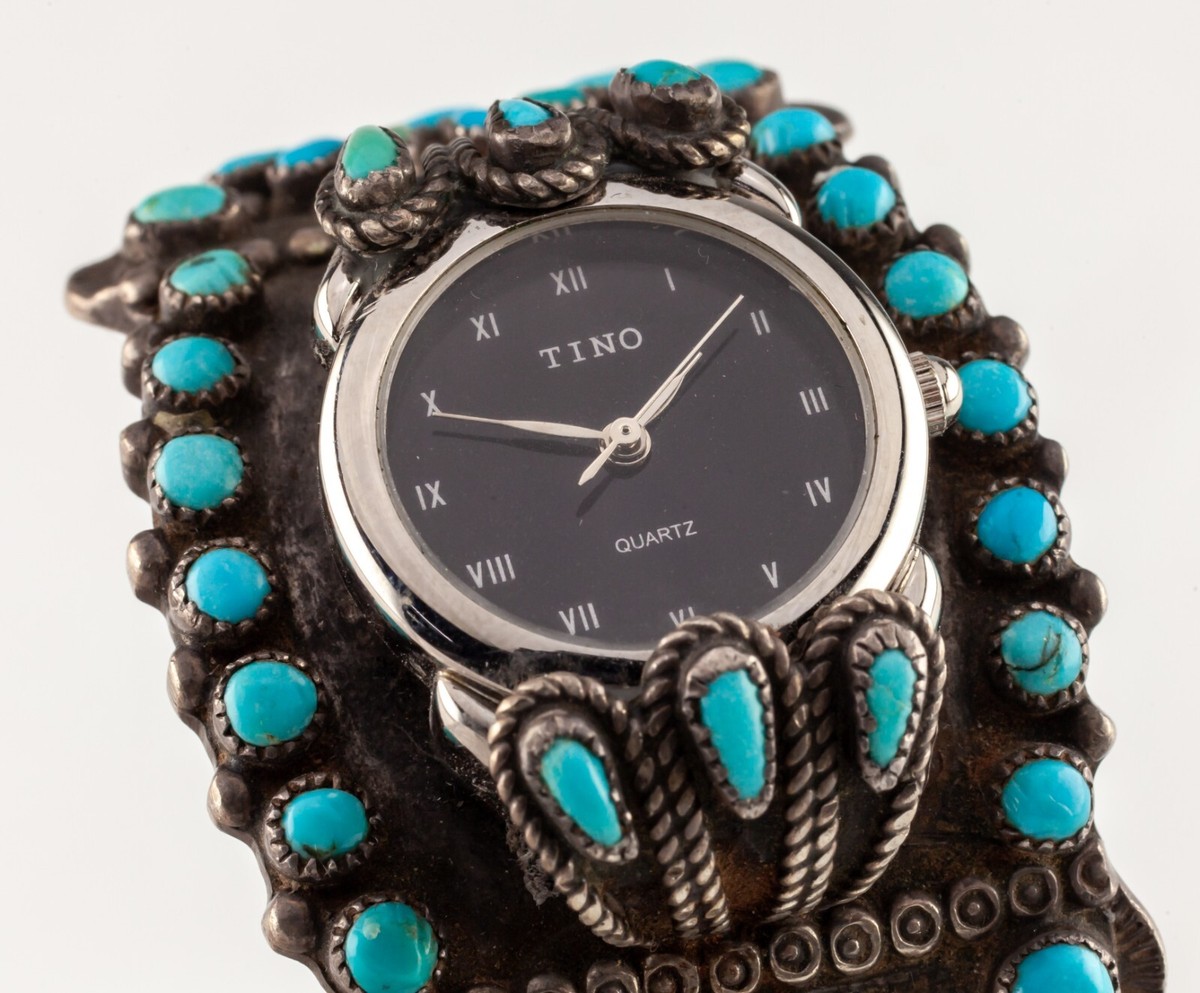 Navajo Needlepoint Cuff Watch by F.M. Begay 38mm Wide | eBay