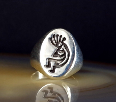 Ring Silber 925 Indianer Kokopelli Dancer 18,5 mm geschwärzt - ausgefallen