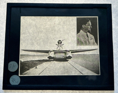 Vintage Airboat Airplane Magic Lantern Slide