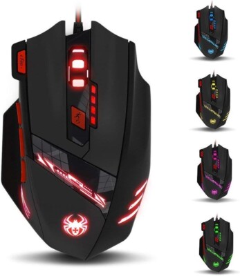 ZELOTES T90 Gaming Maus 9200 DPI, 8 Tasten Multi-Modi LED Lichter USB Gaming
