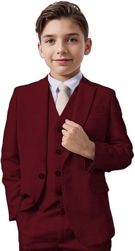 Boys Linen Suit 3 Piece Formal Slim Fit Beach Wedding Boys Tuxedo Summer Set - Picture 15 of 35