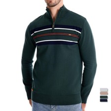 Men's Slim Fit Quarter Zip Sweater Casual Knitted Pullover Warm Sweaters