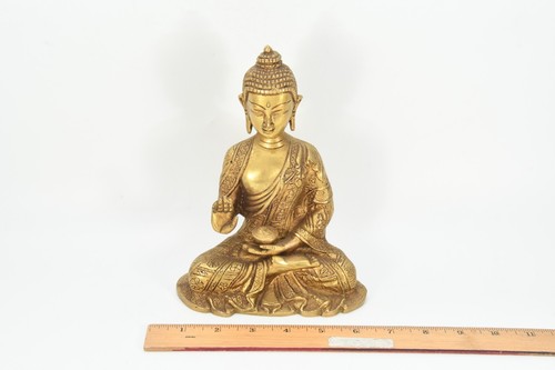 Meditating Shakyamuni Brass Buddha Sculpture Amazing Tibetan Collection Decor - Picture 7 of 7