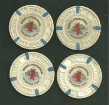 Lot of 4 Resorts International Atlantic City NJ $1 One Dollar Casino Chips