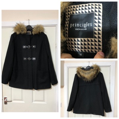 principles black fur coat