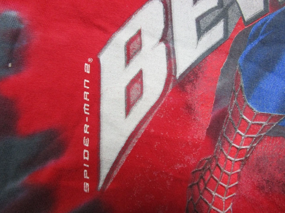 Camiseta DE COLECCIÓN SPIDER-MAN 2 (M) JUVENTUD 8-10 Y2K Marvel Comics película de superhéroes Foto 4 de 4