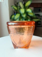 Fire and Light  Recycled Glass Footed Copper Jar and Lid 4" Tall