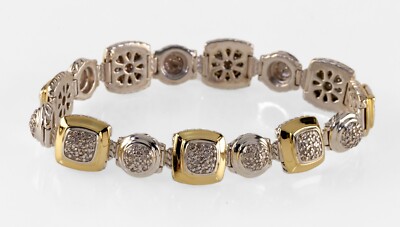 David Yurman Albion Diamantarmband 925 Sterlingsilber 18k Gelbgold