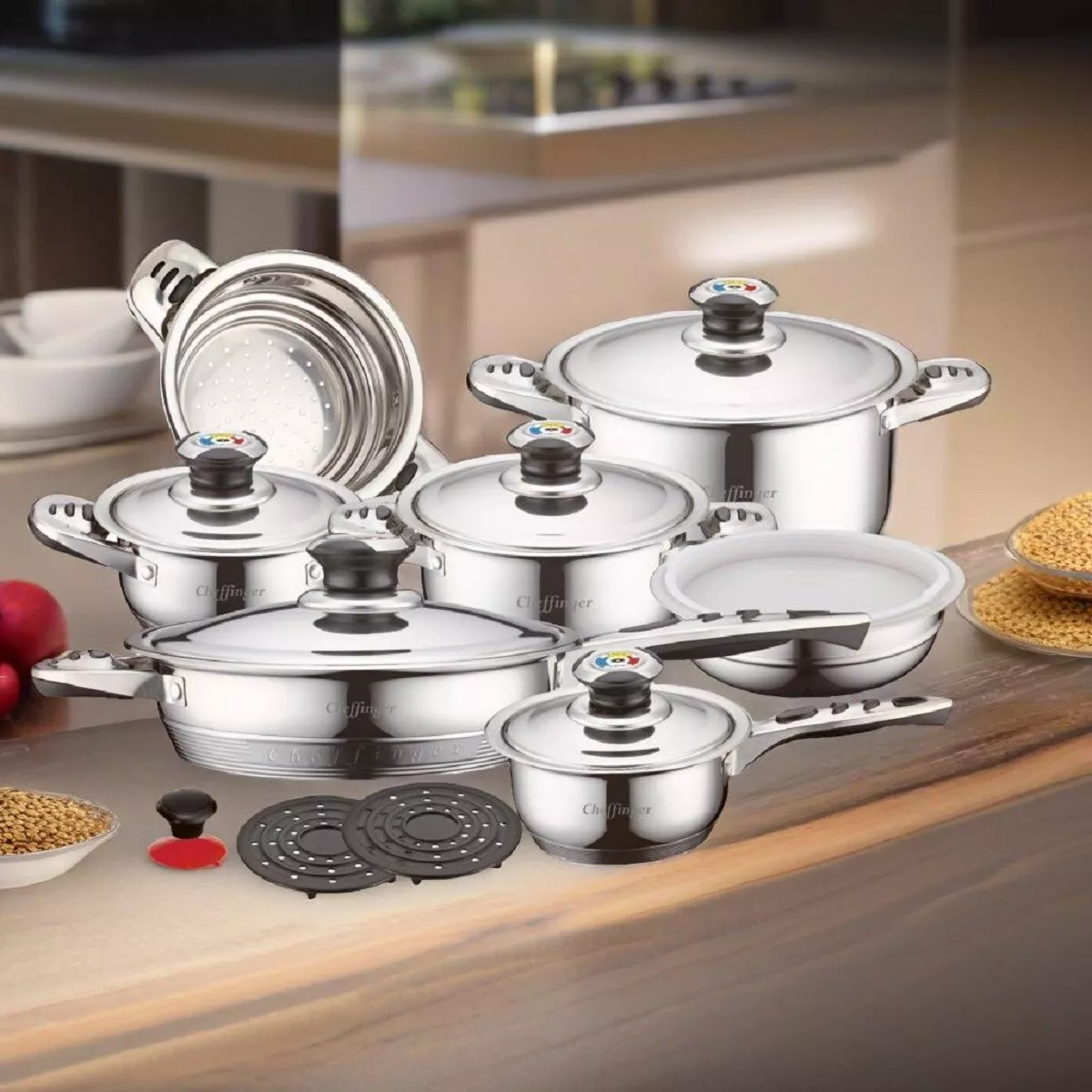 Stainless steel 2024 saucepan set