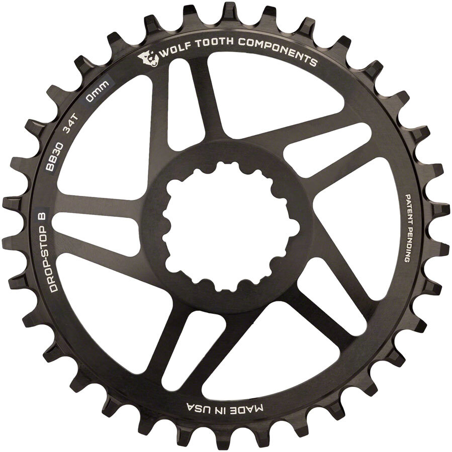 Кольцо цепи прямого крепления Wolf Tooth - 34t, прямое крепление SRAM, Drop-Stop B, для BB3