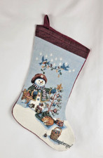 Longaberger Christmas Tapestry Stocking Snowman Cat Basket Gifts 20"