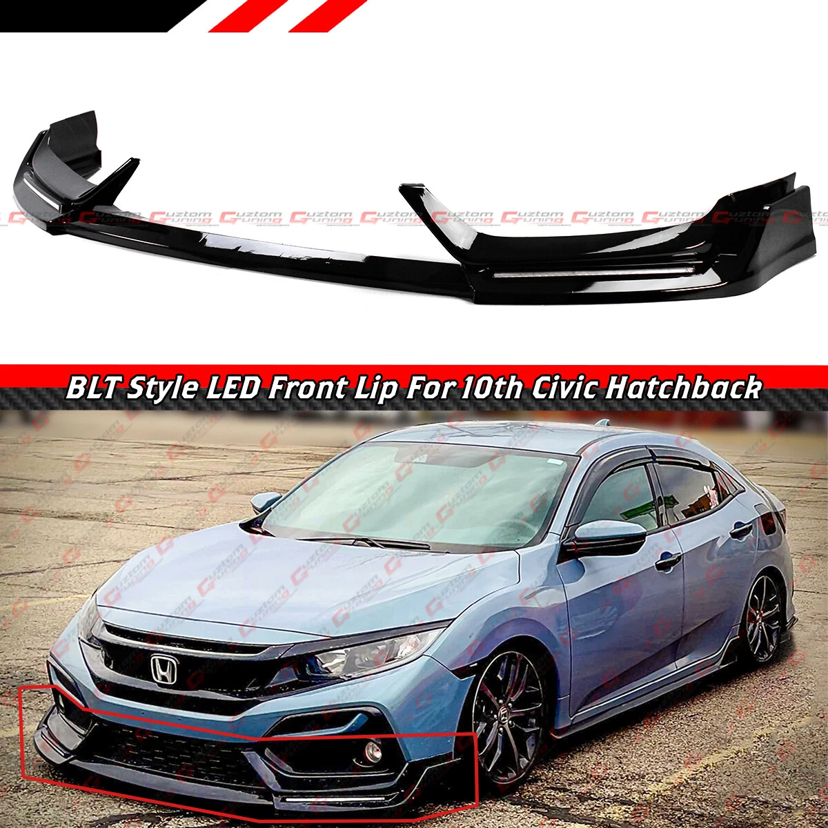 FOR 17 21 HONDA CIVIC Si HATCHBACK BLZ STYLE GLOSS BLACK LED