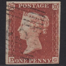 G35_14 GB QV 1841 1d RED-BROWN PLATE 96 SG8-B1(1) DG VFU 4 MARGINS SCOTLAND