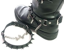 Pair Leather BOOT STRAPS-8 STYLES-Plain-Black-Brown-Tan-White-Silver/Gold studs