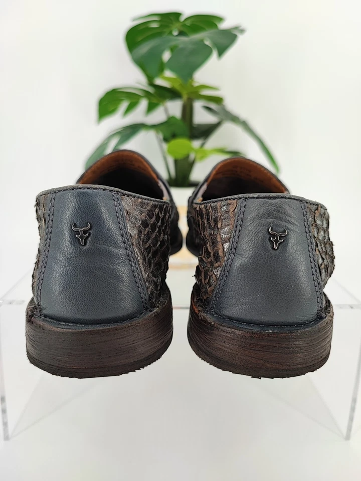 Trask Women's Gray Leather Snake Embossed Flat Slip On Loafers Size 6.5M US Foto 3 de 4