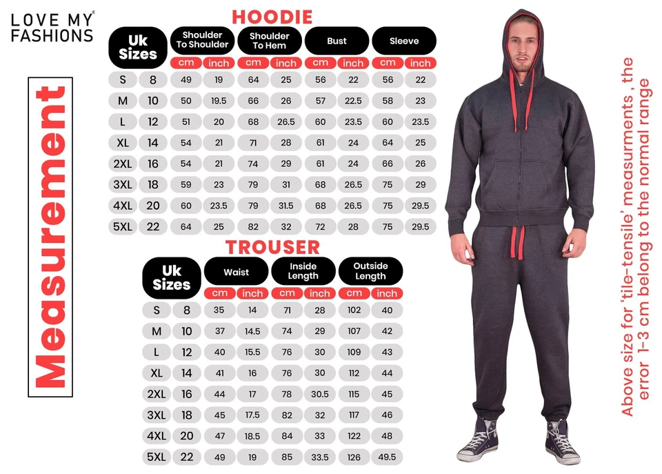 Men Full Zip Hoodie Set Jogging Sportswear Casual Tracksuit Jogger Sweat Pants - Image 3 of 4