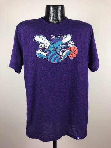 Men's Charlotte Hornets Hardwood Classics Purple Short-Sleeve Tee Medium - Picture 1 of 5