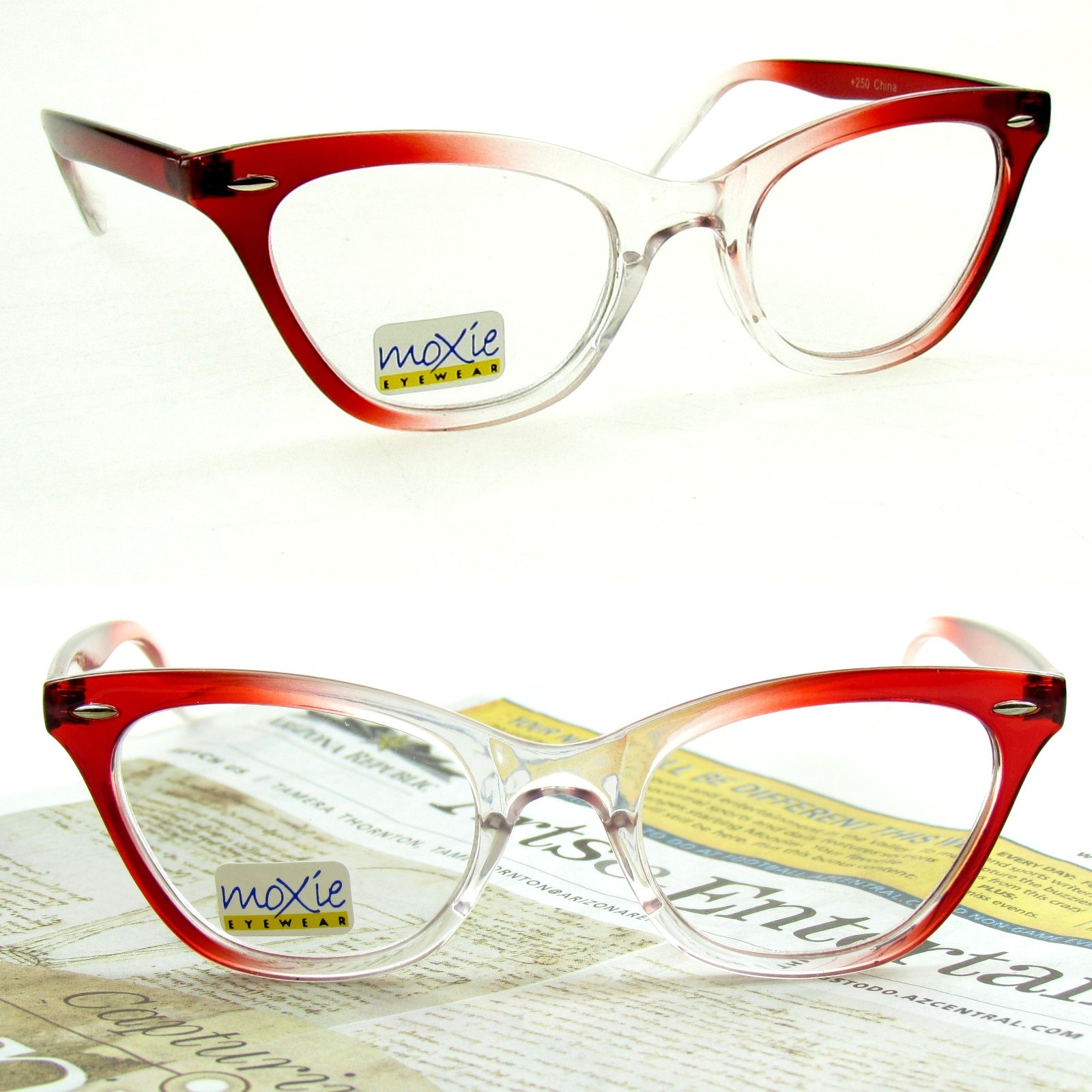 WOMEN'S CAT EYE READING GLASSES Bold moXie NWT +1.00 to +3.00 UV