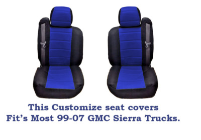 Black/Blue Mesh Custom seat covers Fit's 1999~2007 GMC Sierra Classic Trucks