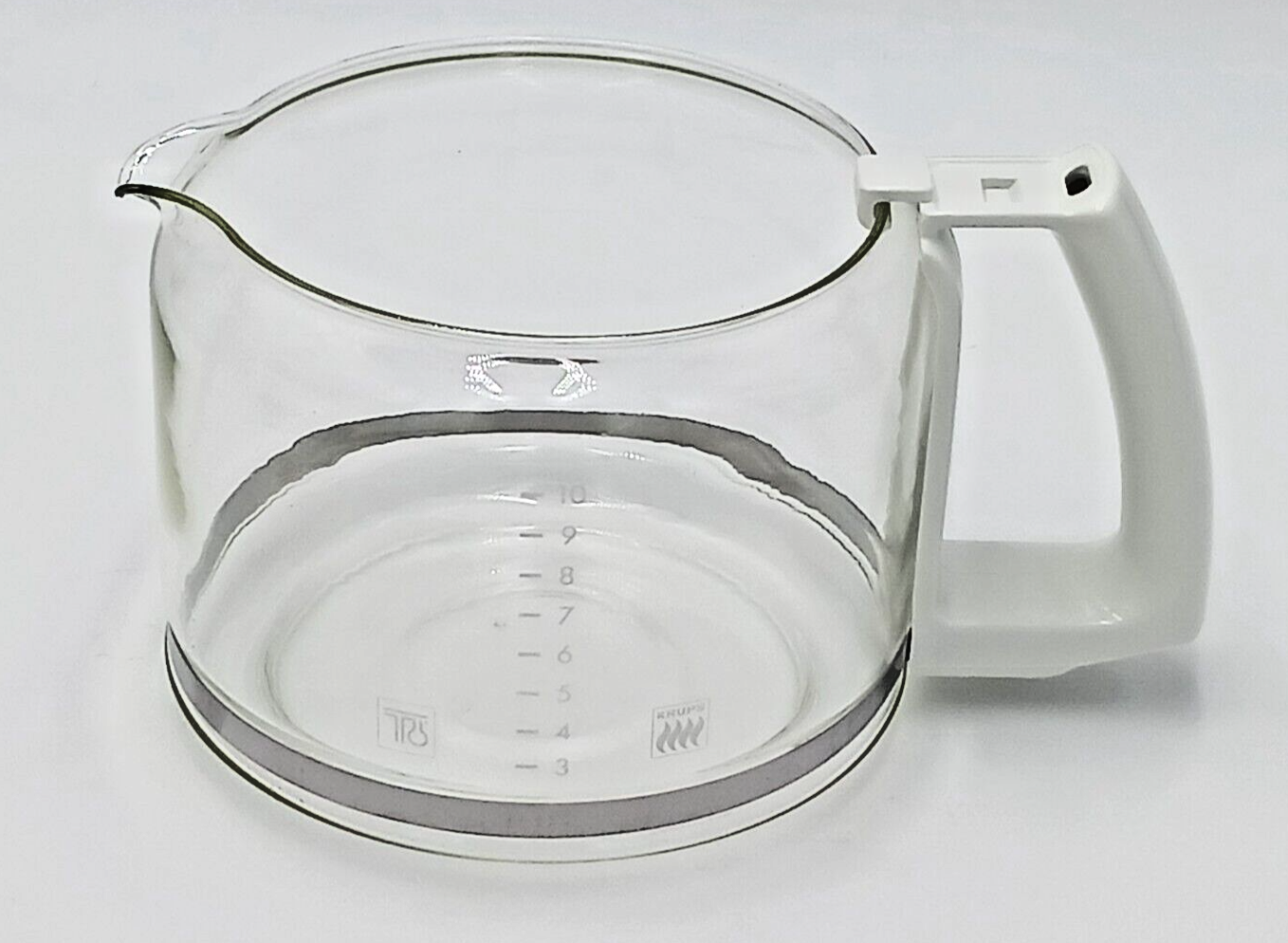 Krups Replacement 10 Cup Glass Coffee Carafe White Handle No Lid