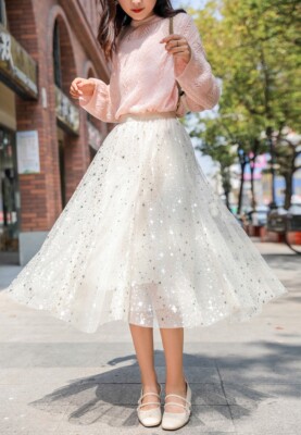 A-Line Skirts for Women XS Small Medium Size 0-10 Midi Length Elastic Waist  New