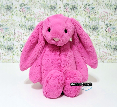  Bashful Pink Bunny ピンクうさぎ　ぬいぐるみ Personalized Bashful Hot Pink Bunny Medium - Official Jellycat